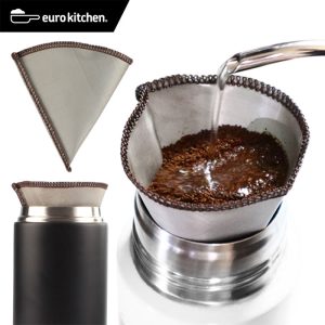 ユーロキッチン eurokitchen くり返し使えるコーヒーフィルター マグボトルダイレクト 1枚入り【ステンレスメッシュ折りたたみコーヒーフィルター】【保温水筒・マイボトルに直接セット/ペーパーレス/ドリッパー不要/準備・後片付けが簡単/コンパクト収納/円錐フィルター】