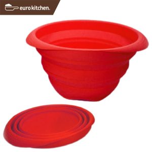 ユーロキッチン eurokitchen シリコーン折りたたみボウル 赤 1.6L silicone foldable bowl red【泡立て/アウトドア/ボール/コンパクト/省スペース/容量1600ml】