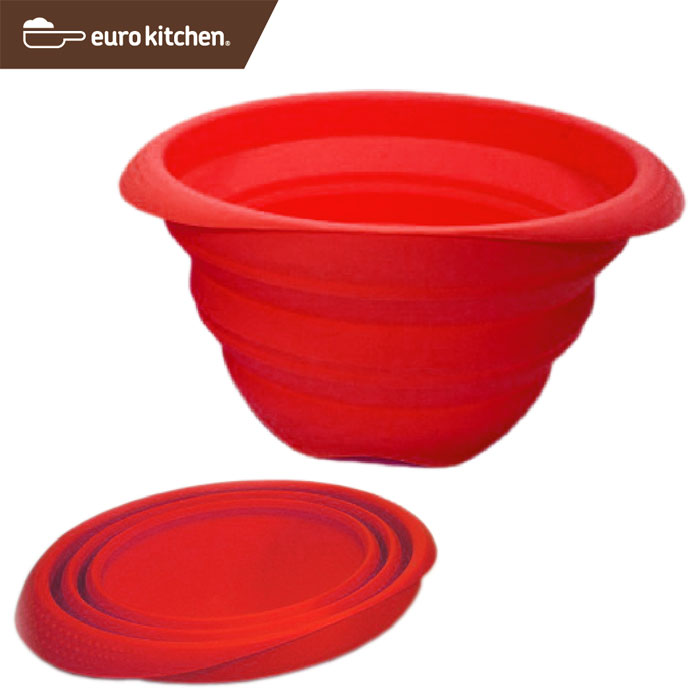 ユーロキッチン eurokitchen シリコーン折りたたみボウル 赤 1.6L silicone foldable bowl red【泡立て/アウトドア/ボール/コンパクト/省スペース/容量1600ml】