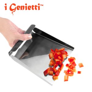 ジェニエッティ i Genietti オールステンレスまな板スクレーパー paletta chef【フードスクープ/水切り/ちりとり/スクレイパー/時短/food scoop/こぼれにくい/細かい食材集めに便利】