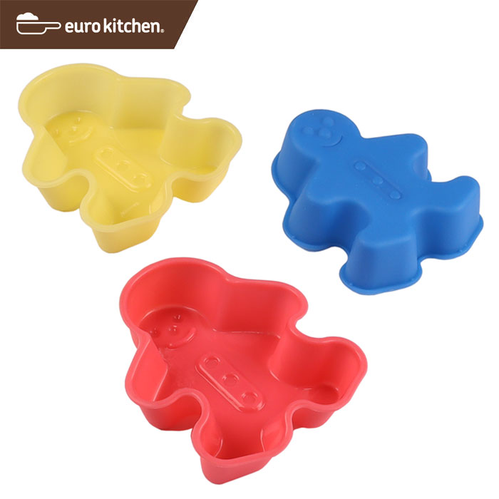 ユーロキッチン eurokitchen シリコンモールドミニ ボーイ 3点セット (赤、青、黄各1色入) ケーキ型 ジンジャーブレッド ジンジャーボーイ