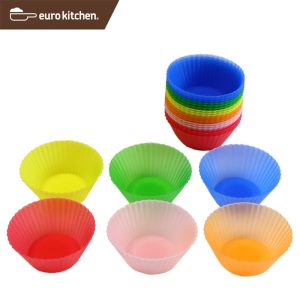 ユーロキッチン eurokitchen シリコンマフィンカップミニ24枚組(赤・緑・橙・青・黄・ピンク各4枚入) お弁当の仕切りに【マフィン型/マフィンカップ/おかずカップ/シリコンカップ】